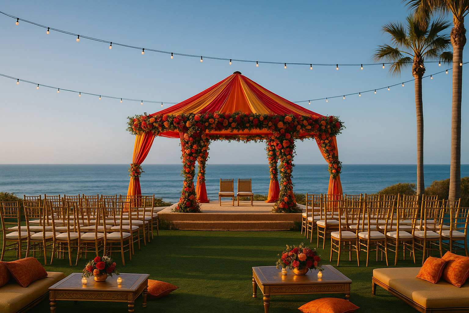 Indian wedding beach ceremony setup in San Diego