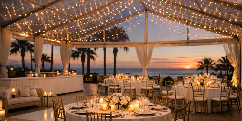 Carlsbad Clear Top Tent Rental – Wedding with String Lights
