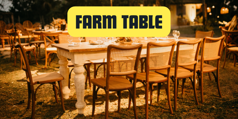 Farm Table rentals in Carlsbad