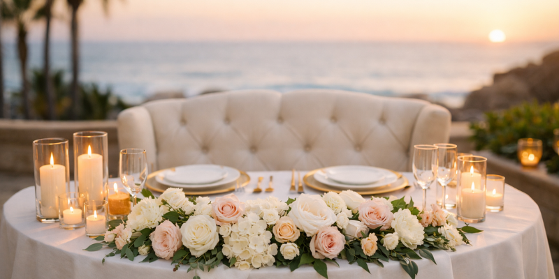 Carlsbad Sweetheart Table Rental – Coastal Wedding Setup