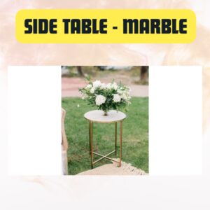 Side Table Marble Round Metal 22″