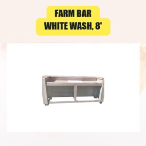 Farm Bar, White Wash, 8′ | Bar Equipment Rental for Weddings & Events