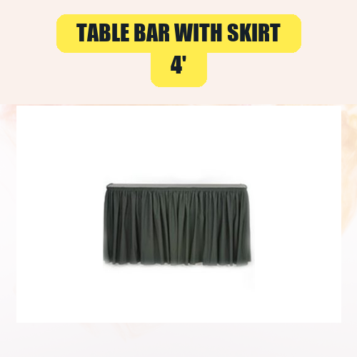 Table Bar with Skirt, 4' | Bar Equipment Rental for Weddings & Events