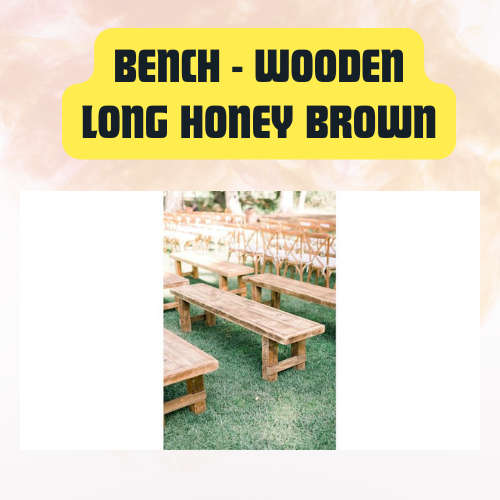 Bench Long Wooden | Honey Brown Finish | 75” Seating for 4 - Image 3