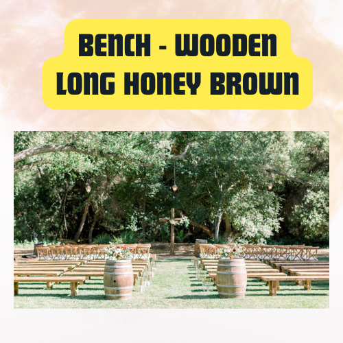 Bench Long Wooden | Honey Brown Finish | 75” Seating for 4 - Image 2