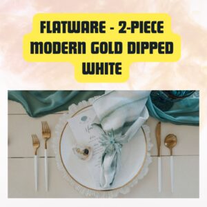 Flatware – 2-Piece Dinner Fork & Knife | Modern Gold Dipped White Set