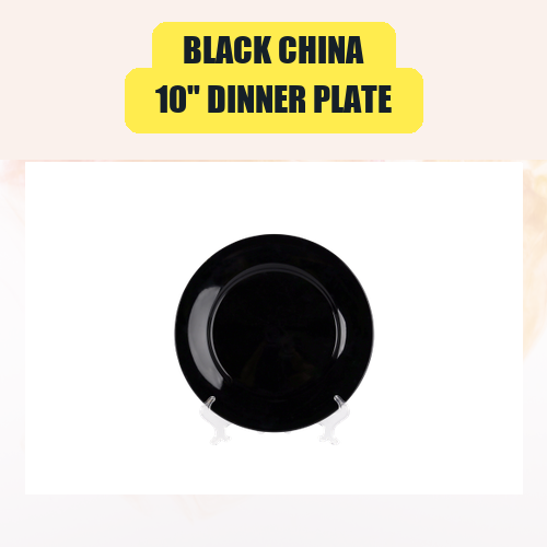 Black China, 10" Dinner Plate | Dinner Plate China Plate Rental for Weddings & Events