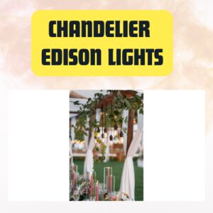 Chandelier with Wooden Base | Suspended Edison Light Vintage Hanging Ceiling Light Fixture