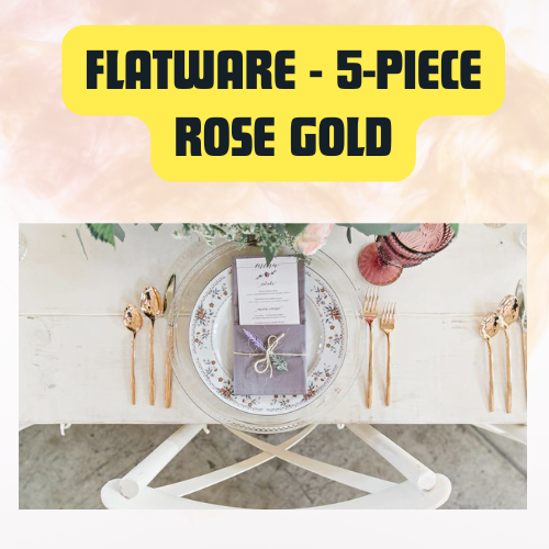 Flatware 5-Piece Rose Gold Set | Elegant Cutlery for Dining & Dessert - Image 2