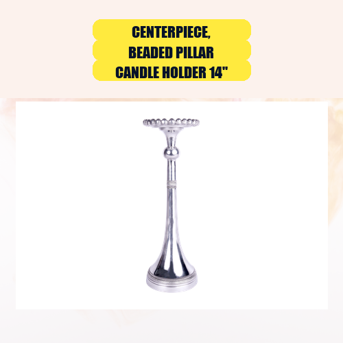 Centerpiece, Beaded Pillar Candle Holder 14"