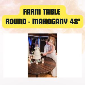 Round Dining Farm Table Mahogany – Wooden Table 48″