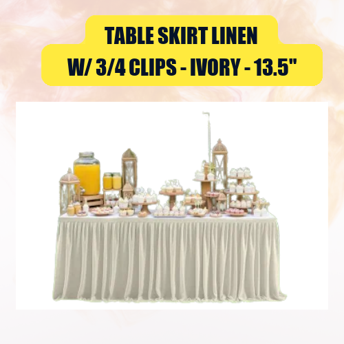 Table Skirt with 3/4 Clips 13.5”| Banquet & Round Table Skirting - Image 2