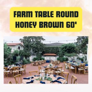 Round Dining Table Farmhouse Wood 60″