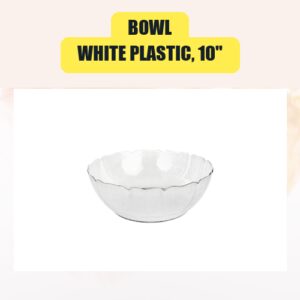 Bowl, White Plastic, 10″...