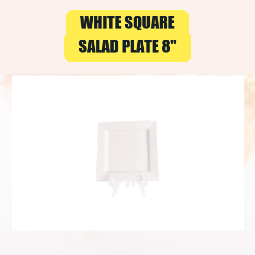White Square, Salad Plate 8" | White Square, Salad Plate 8" China Plate Rental for Weddings & Events
