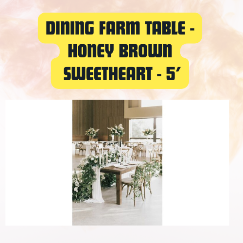 Dining Farm Table Sweetheart | Rectangular Wooden Event Table 5ft - Image 5