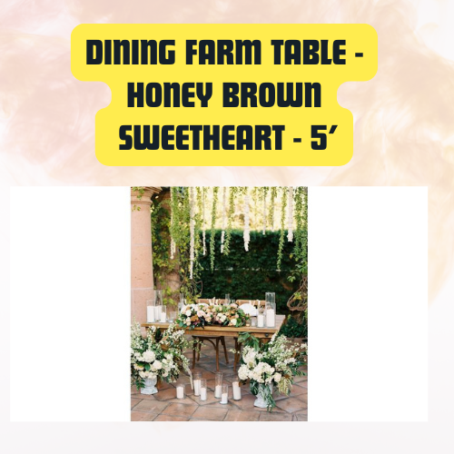 Dining Farm Table Sweetheart | Rectangular Wooden Event Table 5ft - Image 6