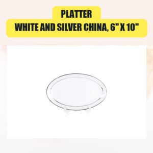 Platter, White and Silver...