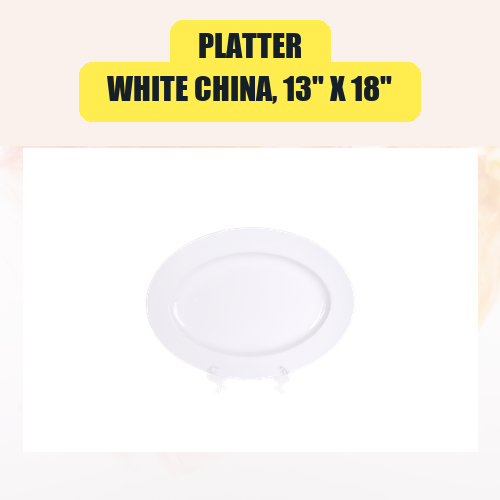 Platter, White China, 13" X 18" | Serving Item Rental for Weddings & Events