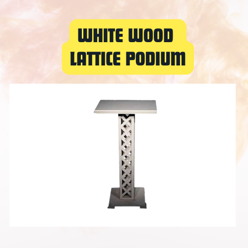 White Wood Lattice Podium | Elegant Guest Book Stand for Events & Weddings
