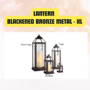 Blackened Bronze Metal Lantern | Decorative Metal Lantern Set (Extra Large, Large, Medium)