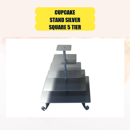 Cupcake Stand Silver Square 5 Tier