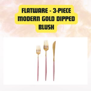 Flatware 3-Piece Modern Gold Dipped Blush Set