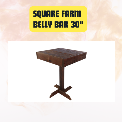 Square Farm Belly Bar Table | Fruitwood Finish 30"