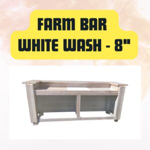 White Wash Farm Bar Counter – Rustic Farmhouse Event Bar Table 8″