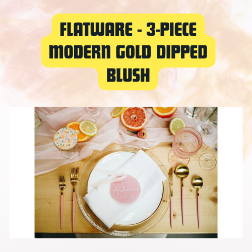 Flatware 3-Piece Modern Gold Dipped Blush Set - Image 2