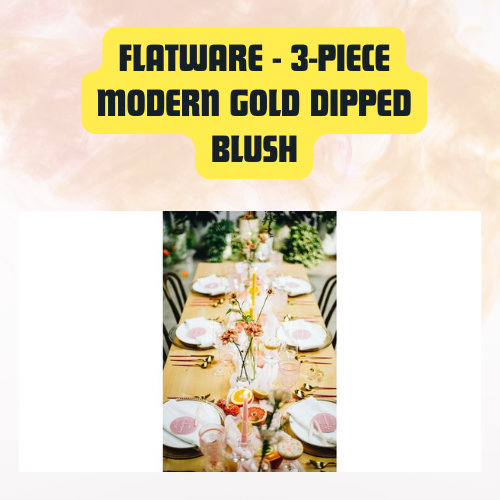 Flatware 3-Piece Modern Gold Dipped Blush Set - Image 3
