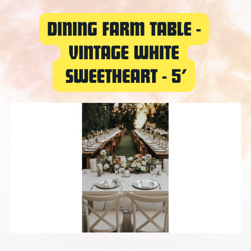 Dining Farm Table Sweetheart | Rectangular Wooden Event Table 5ft - Image 9