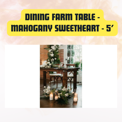 Dining Farm Table Sweetheart | Rectangular Wooden Event Table 5ft - Image 3