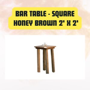 Bar Table Square Wooden Belly | Cocktail Table 2′ x 2′